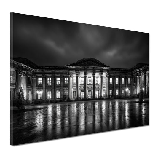 Kurhaus Wiesbaden schwarz weiß Architektur bei Nacht Wandbild