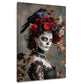 Mystische La Catrina Porträt mit Rabe und roter Rosenkrone Wandbild