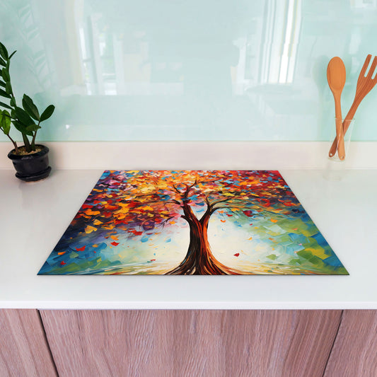 Lebensbaum abstrakt Herdabdeckplatte Induktionsschutz für Ceranfeld & Küche Deko