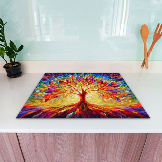 Lebensbaum Baum des Lebens Herdabdeckplatte Induktionsschutz für Ceranfeld & Küche Deko