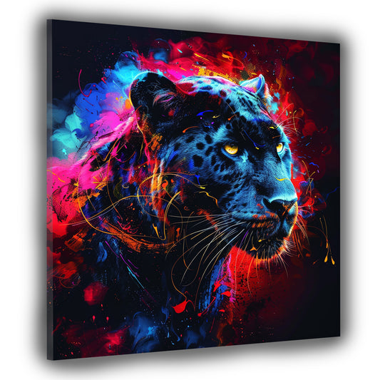 Leopard Porträt Pop Art Raubkatze Wandbild