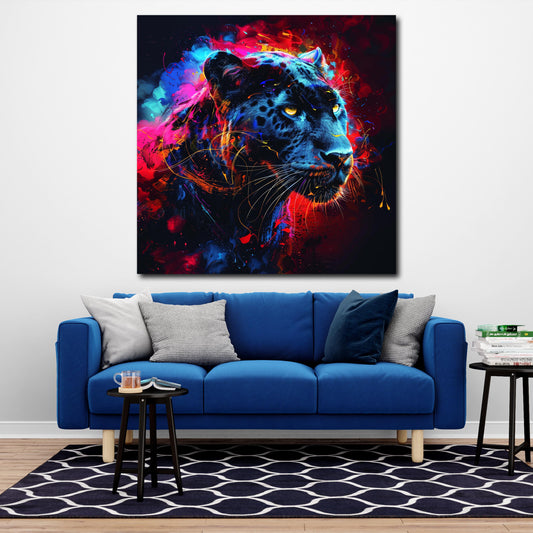 Leopard Portraet im Pop Art Stil als Acrylglasbild