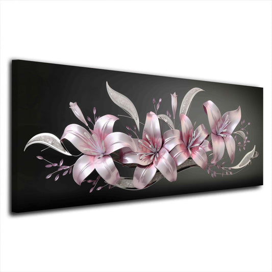 Lilien Rosa Blüten 3D Effekt Eleganz Wandbild
