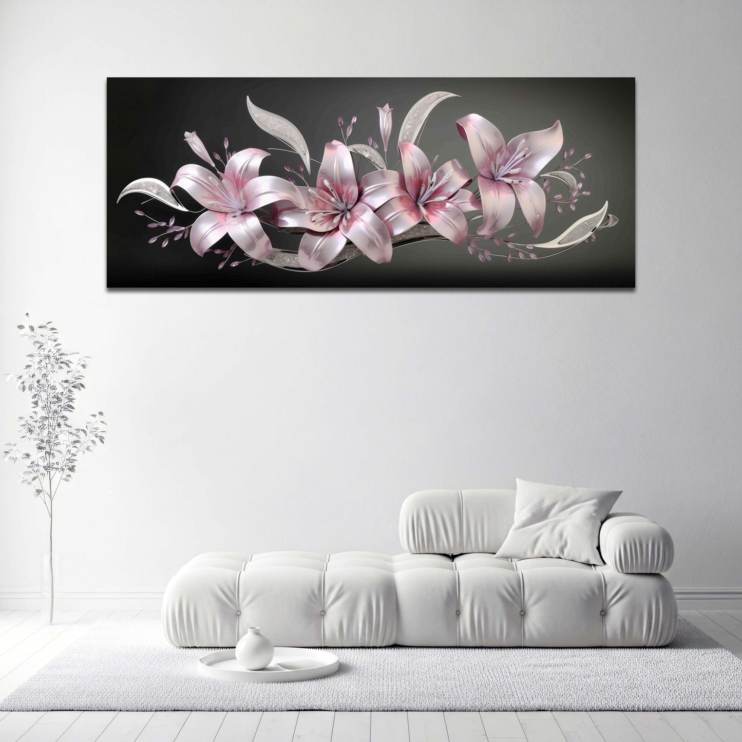 Lilien Rosa Blüten 3D Effekt Eleganz Wandbild