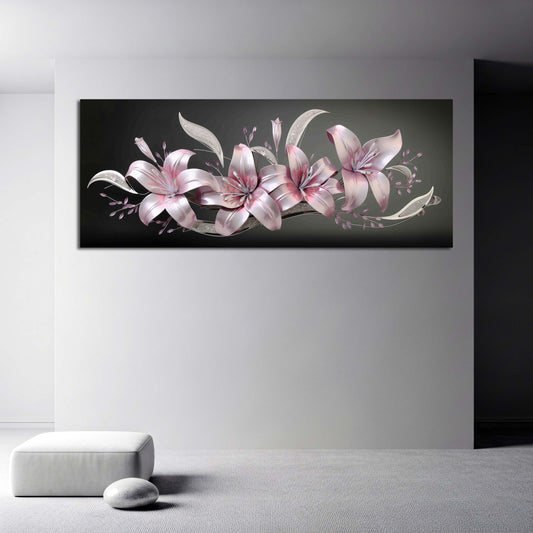 Lilien Rosa Blüten 3D Effekt Eleganz Wandbild