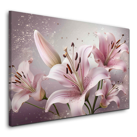 Lilien Rosa Blüten Pastellfarben Hintergrund Wandbild