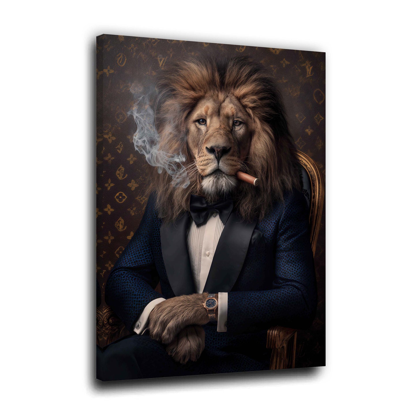 Löwe im Anzug Zigarre Luxus Porträt Wandbild