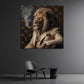 Loewe im Luxusanzug mit Zigarre und Uhr Portraet Wandbild