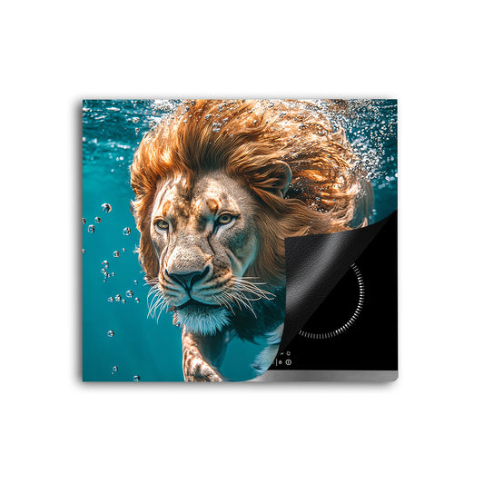Löwe im Wasser fokussiert Herdabdeckplatte Induktionsschutz für Ceranfeld & Küche Deko