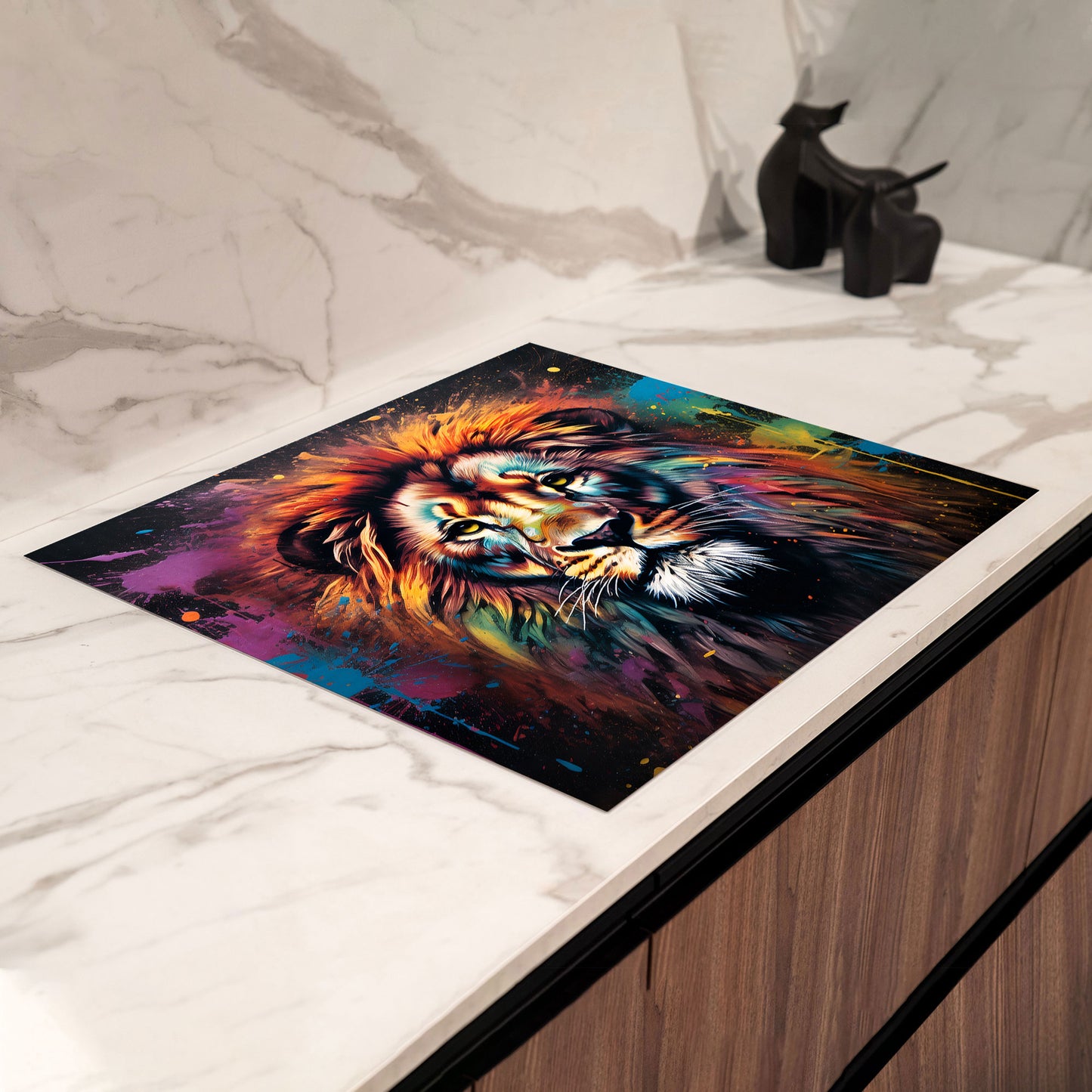 Löwe wunderschön frontal Herdabdeckplatte Induktionsschutz für Ceranfeld & Küche Deko