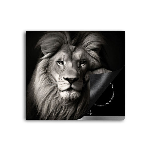Löwenpaar schwarz weiß Herdabdeckplatte Induktionsschutz für Ceranfeld & Küche Deko
