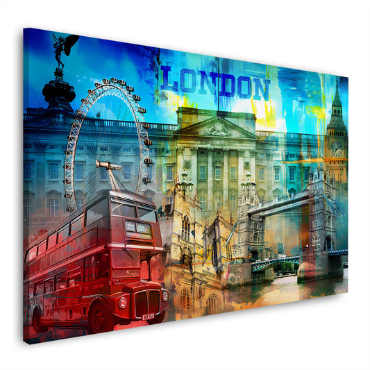 London Pop Art Sehenswürdigkeiten Bus Tower Bridge Wandbild