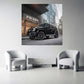 Luxus Auto G-Klasse vor Fashion Store in moderner Stadt Wandbild