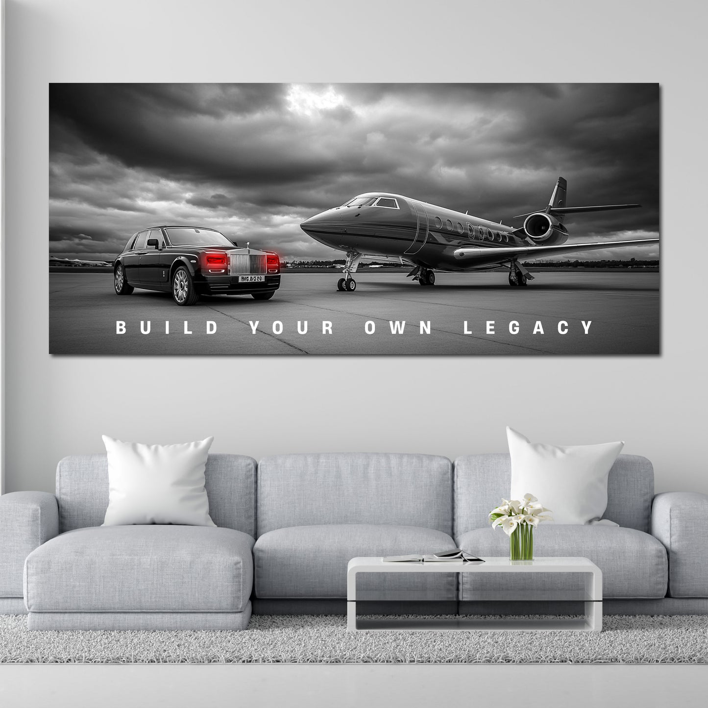 Luxus Auto Jet Motivation Erfolg Wandbild