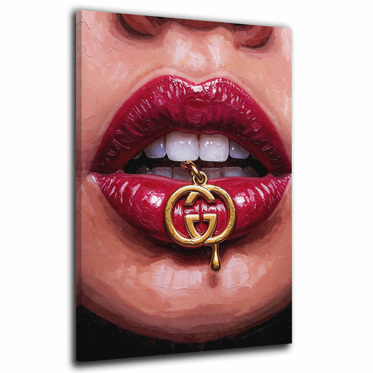 Luxus Lippen Schmuck Glamour Kunst Wandbild