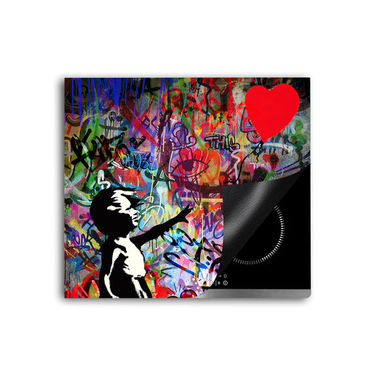 Mädchen Street Art Herdabdeckplatte Induktionsschutz für Ceranfeld & Küche Deko