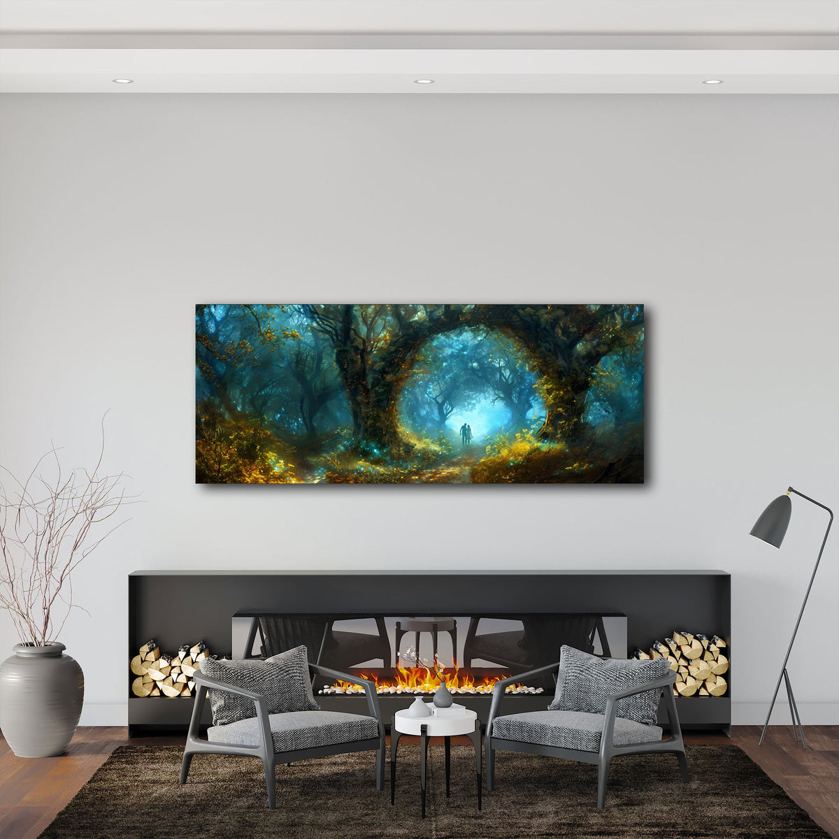 Panorama Naturwandbild an einer Wohnraumwand