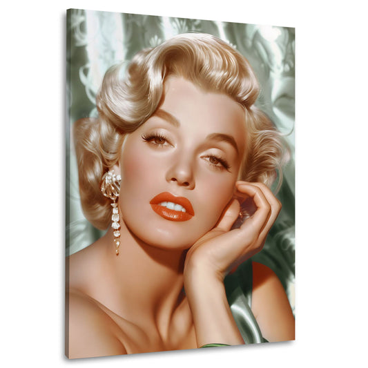 Marilyn als glamouroese Hollywood-Diva mit Schmuck als Wandbild