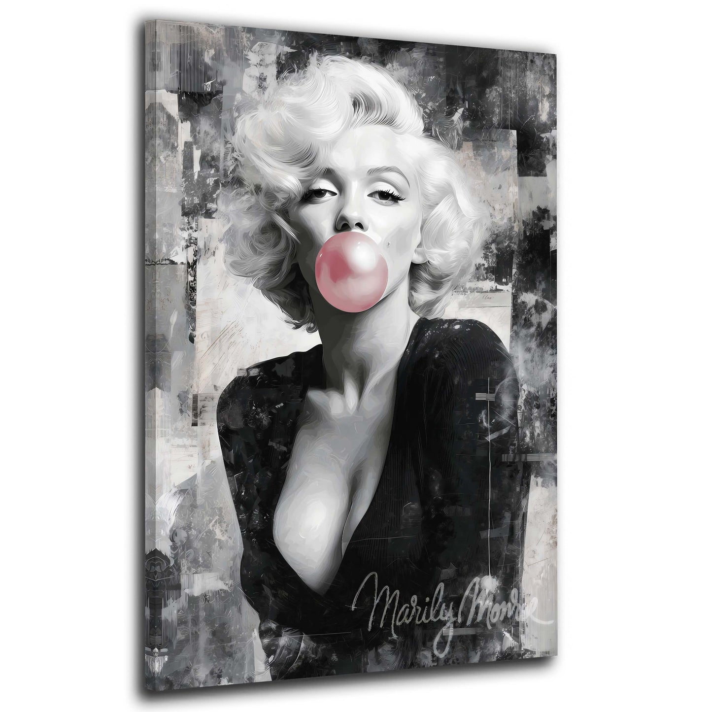 Marilyn Monroe Vintage Grunge Portraet mit Kaugummi Wandbild
