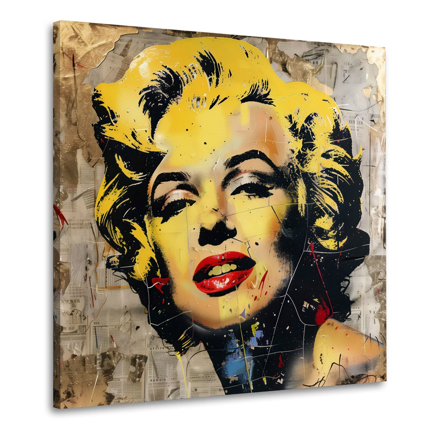 Marilyn Pop Art Gesicht mit roten Lippen Wandbild