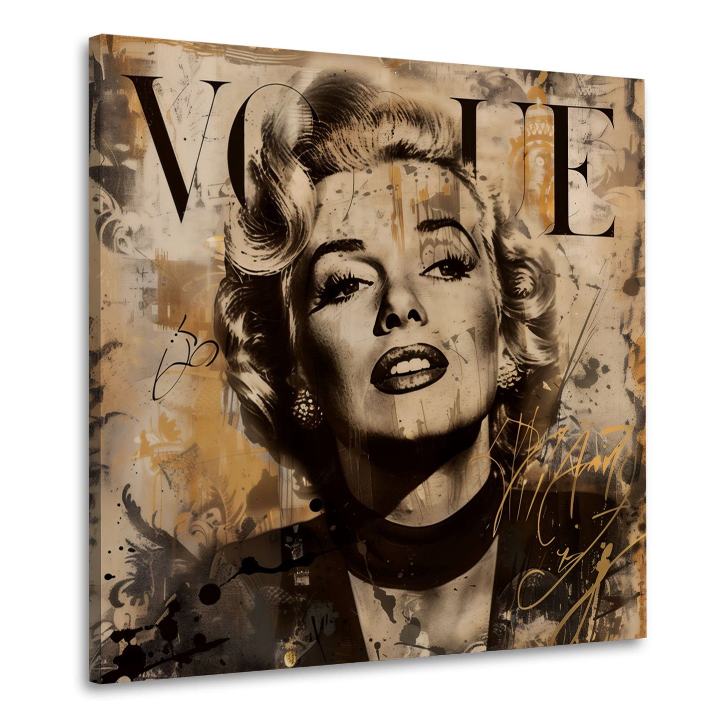 Marilyn Vintage Porträt in Sepia in abstrakter Kunst Wandbild