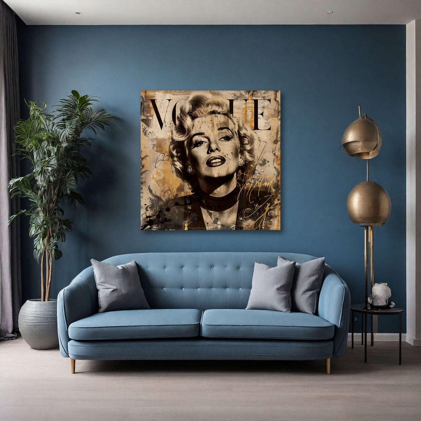 Marilyn Vintage Porträt in Sepia in abstrakter Kunst Wandbild