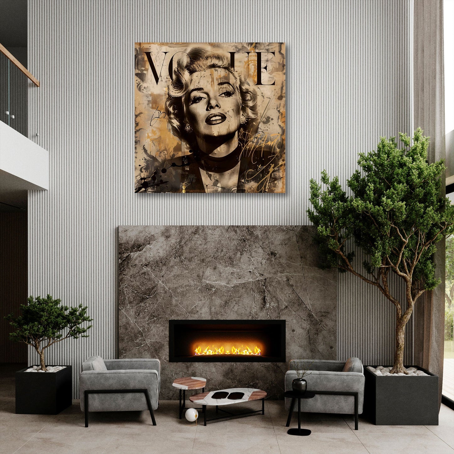 Marilyn Vintage Porträt in Sepia in abstrakter Kunst Wandbild