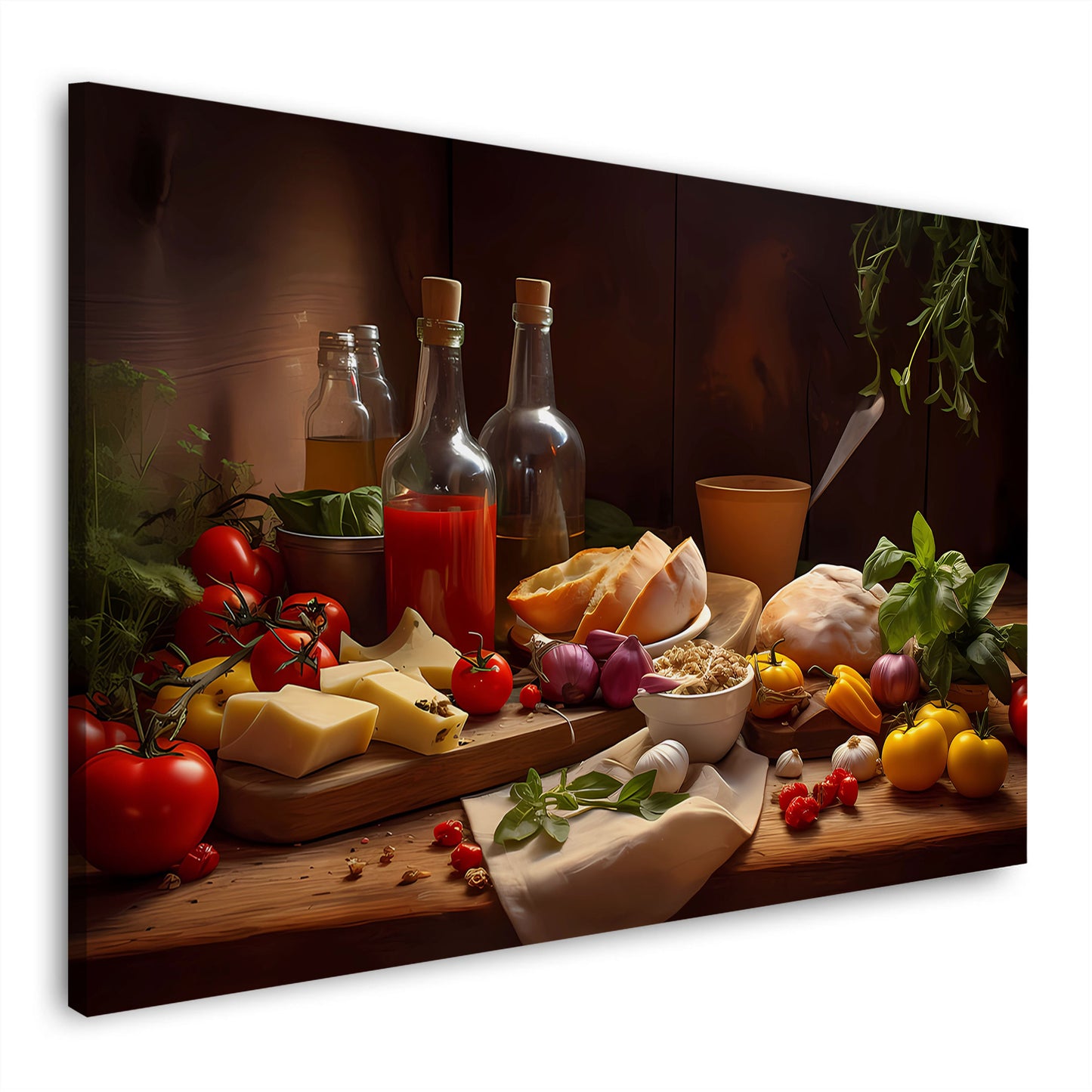 Mediterrane Zutaten Tomaten Käse Stillleben Wandbild