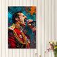 Mercury Musiker Porträt beim Singen auf der Bühne Wandbild