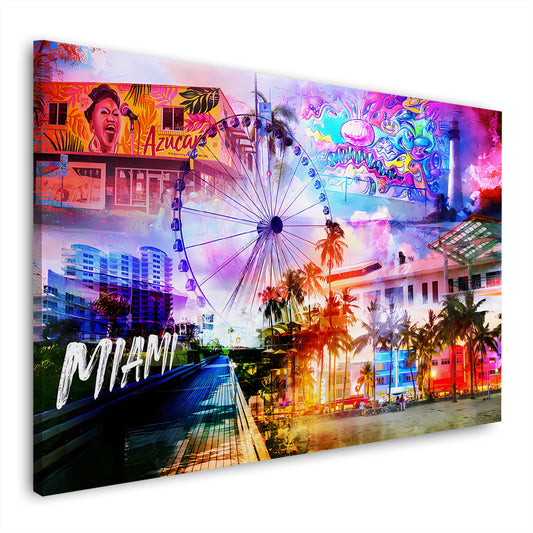Miami USA Pop Art Palmen Skyline Wandbild