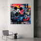 Mickey Mouse als Fahrer vor Porsche Racing Car Wandbild
