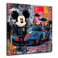 Mickey Mouse mit Porsche Rennauto Pop Art Graffiti Wandbild