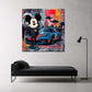 Mickey Mouse mit Porsche Rennauto Pop Art Graffiti Wandbild