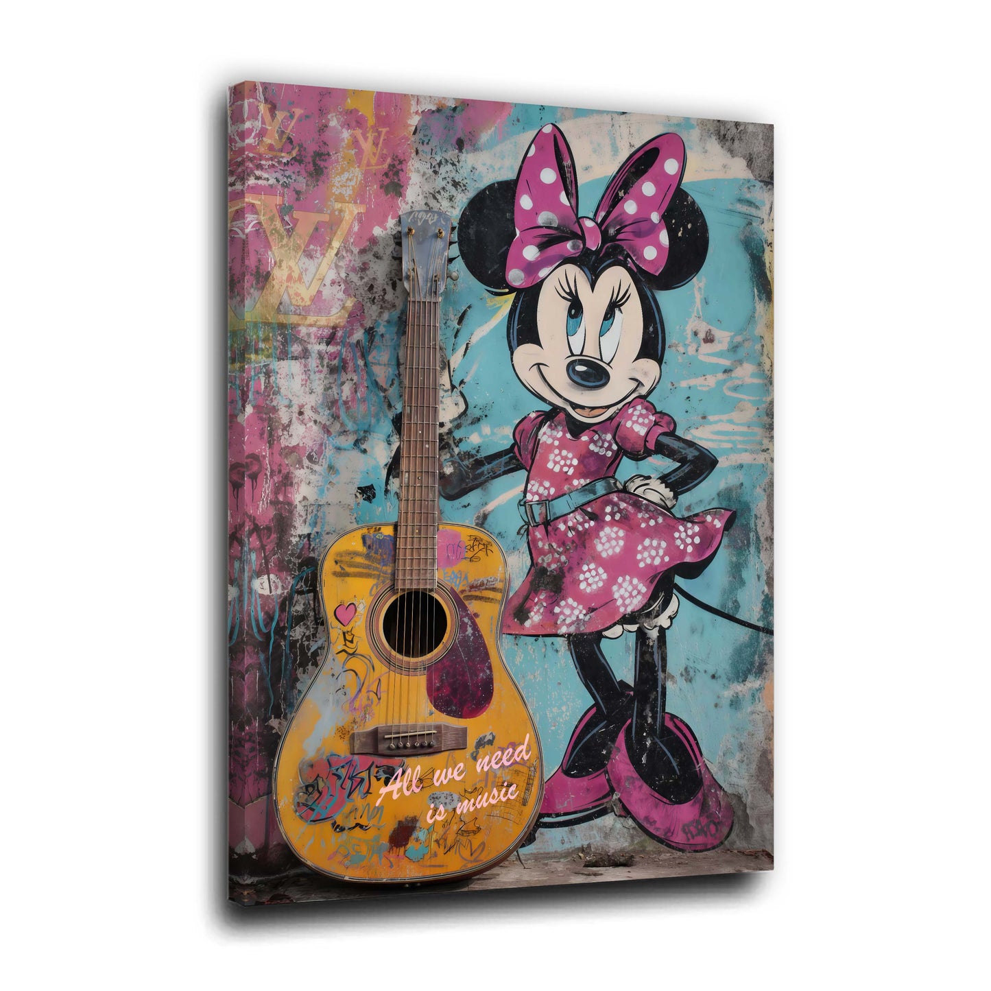 Minnie Mouse mit Gitarre All We Need Is Music Wandbild