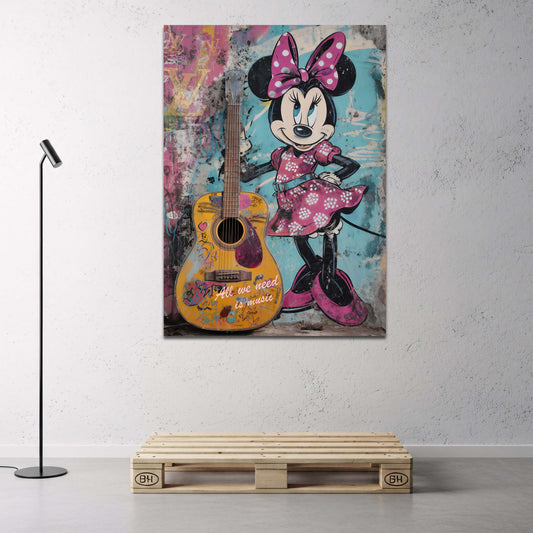 Minnie mit Gitarre All We Need Is Music Wandbild