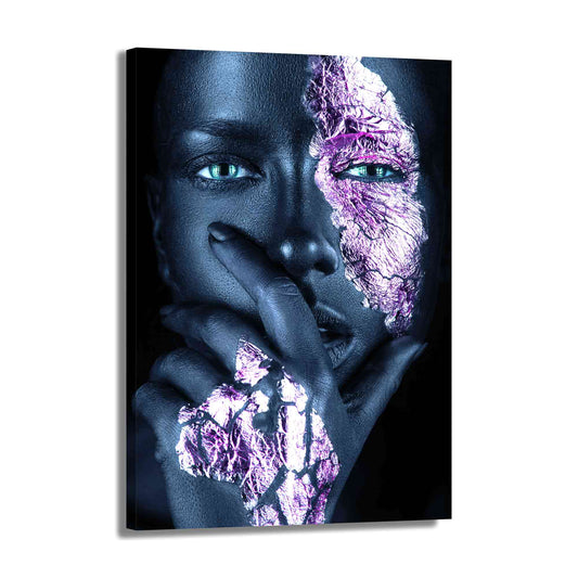 Wandbild afrikanische Frau im Abstract Blue Style