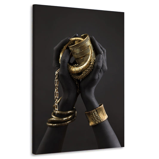 Wandbild afrikanische Frau im Black Hands Style auf Leinwand