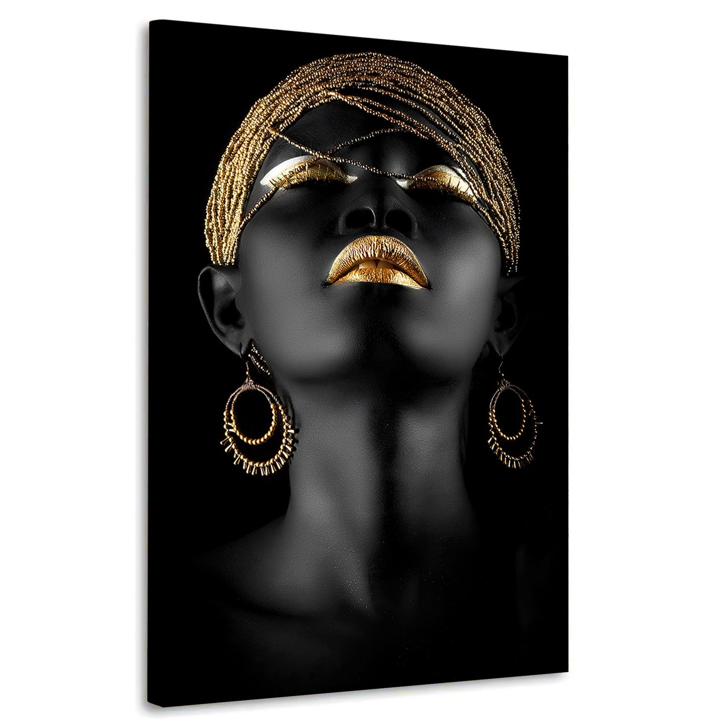 Wandbild afrikanische Frau im Black Women Gold Style