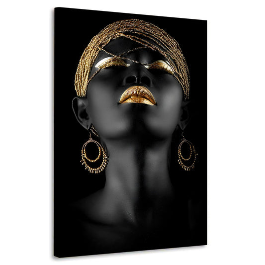 Wandbild afrikanische Frau im Black Women Gold Style