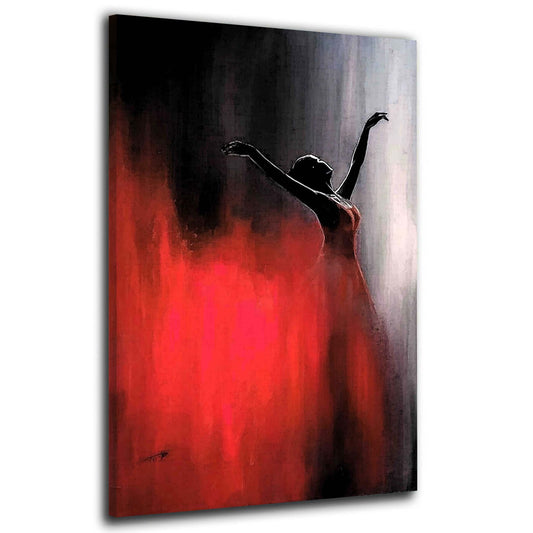 Wandbild Ballerina mit rotem Kleid als Acrylglasbild