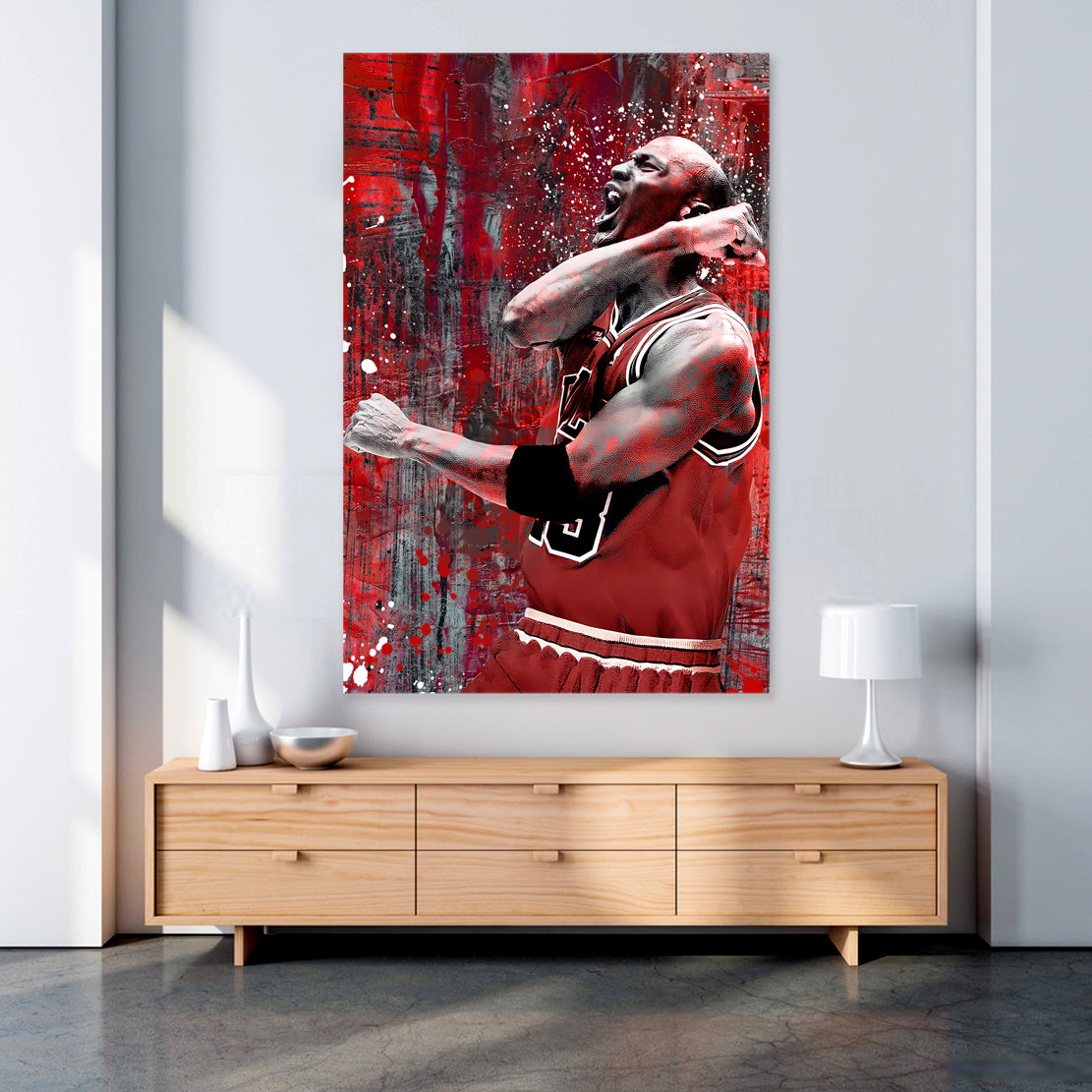 Jordan Pop Art Wandbild Basketball Spieler Red Style