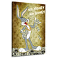Comic Bunny No Money no Honey Wandbild auf Leinwand