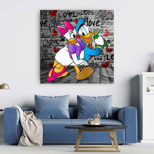 Wandbild Comic Duck Love Pop Art Kunst