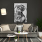 Afrikanische Frau schwarz-weiß als Acrylglasbild im Wohnzimmer