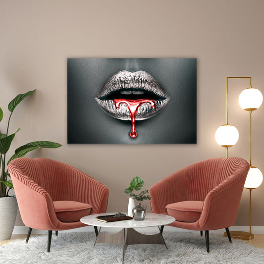 Wandbild Lippen Erotik Silver Style