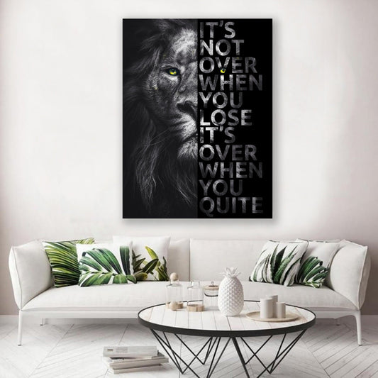 Löwenporträt in Schwarz-Weiß als Acrylglasbild