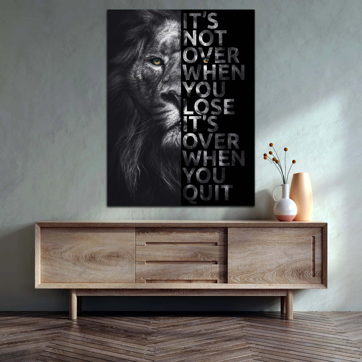 Löwe Motivationsbild als Alu-Dibond Bild an der Wand