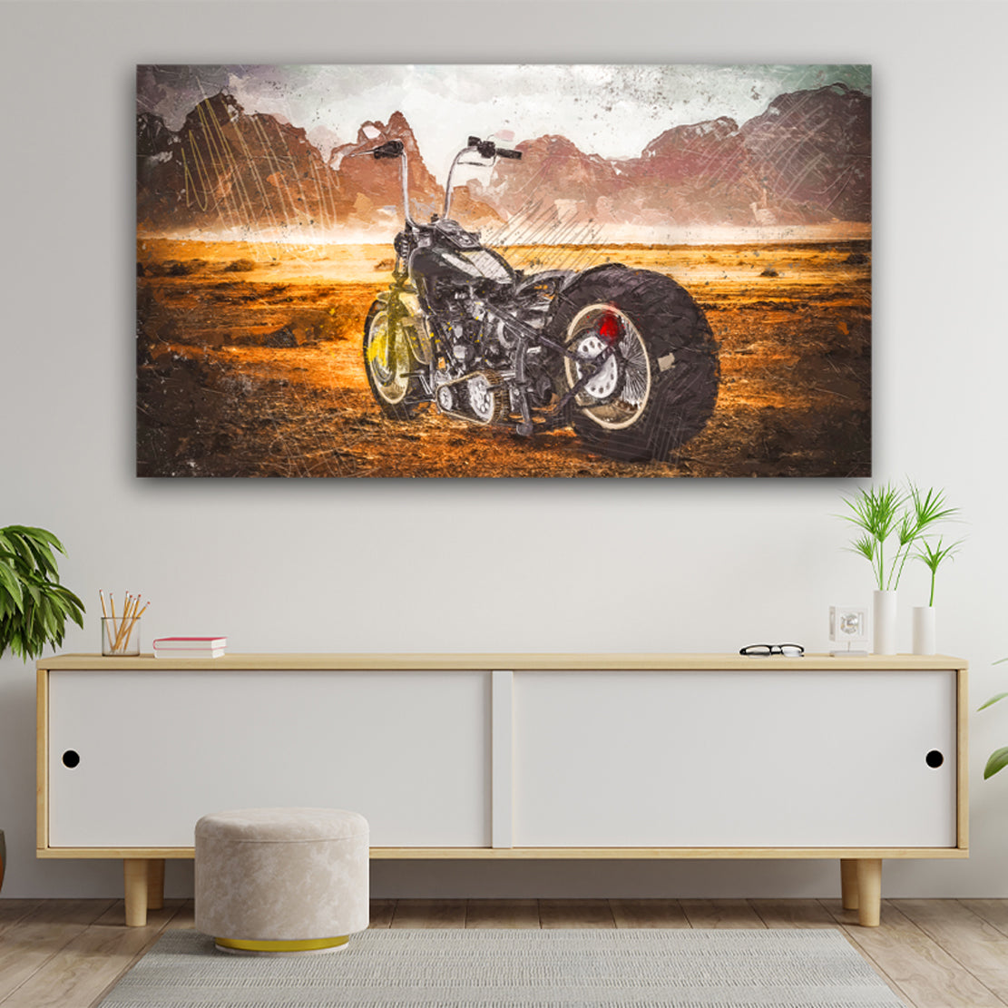 Wandbild Leinwandbild Motorrad Chopper Abstract Style