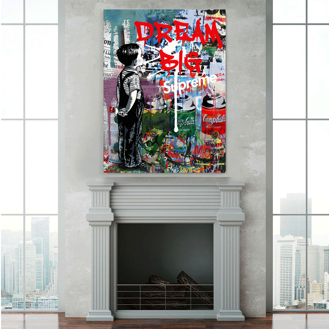 Pop Art Dream Big auf Alu-Dibond