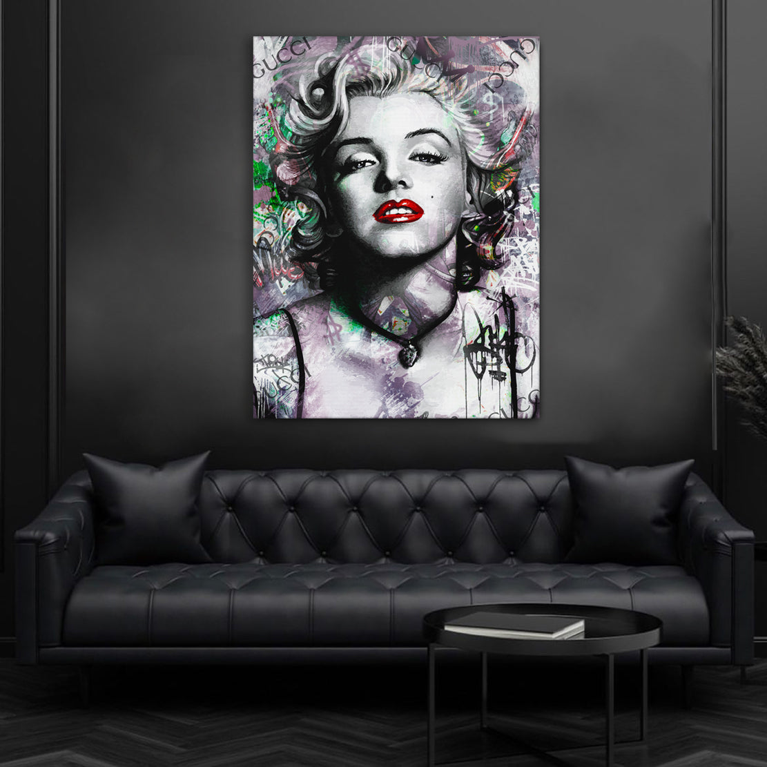 Marilyn Portraet im Street Art Stil als Acrylglasbild